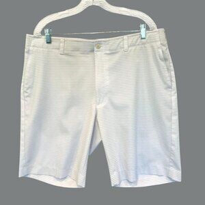 Ben Hogan Men's Flat Front Striped Bermuda Golf Shorts Sz 40 in Gray White